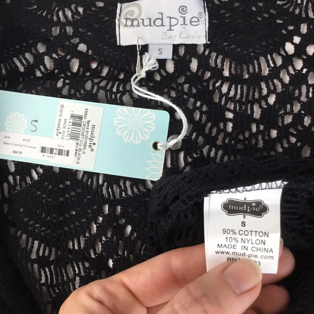 NWT Black Mudpie Emma Crochet‎ Swimsuit Coverup.